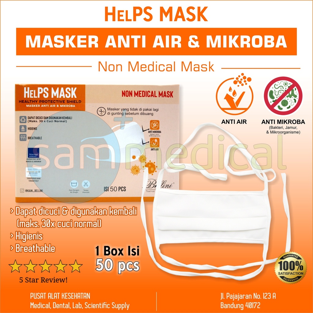[00120200194] Bellini Masker Kain Anti Mikroba & Anti Air @ Pcs