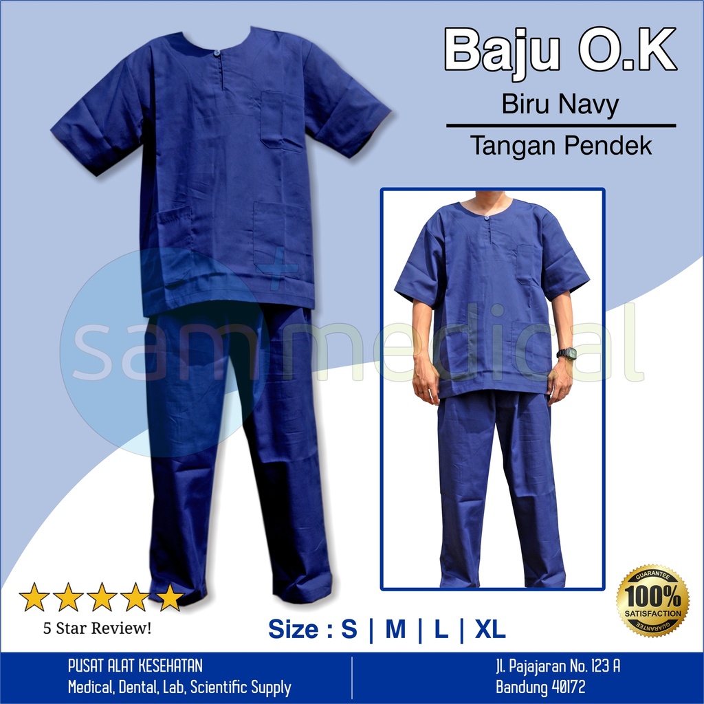 [00120200233] Baju O.K Biru Navy Pendek Size L