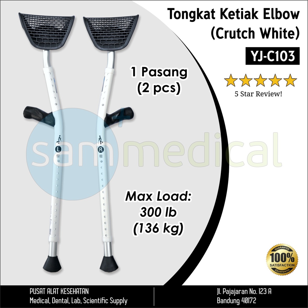 [00120200299] Tongkat Ketiak Elbow / Crutch WhiteYJ-C103  (2 Pcs / Pasang) Putih