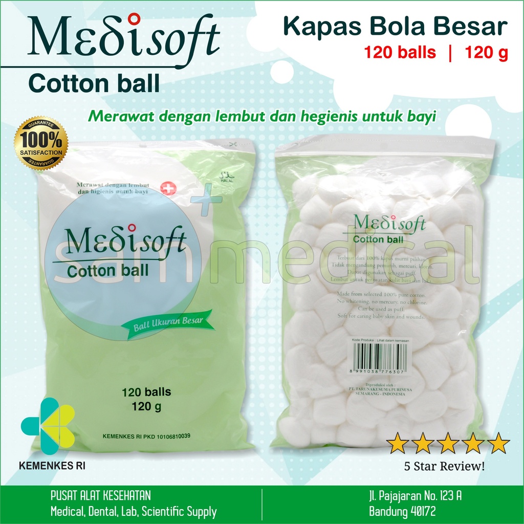[00120200345] Medisoft Kapas Bola Besar 120gr