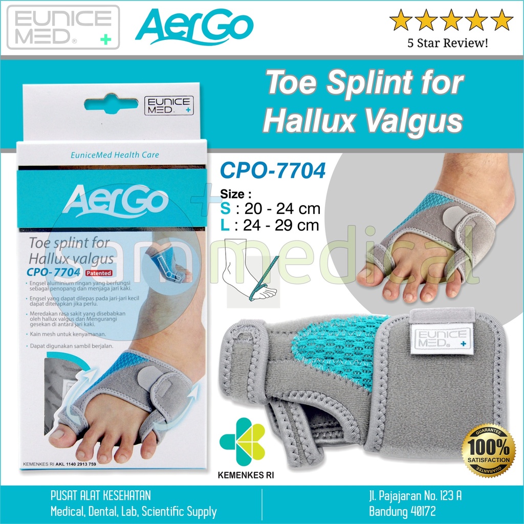 [00120200368] EuniceMed AerGo Toe Splint for Hallux Valgus CPO-7704 Size S