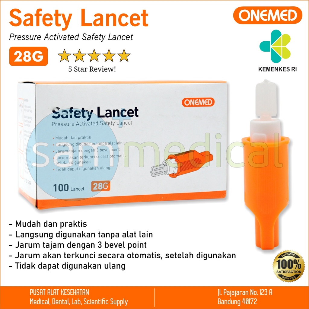 [00120200442] One Med Safety Lancet / Lancet Sekali Pakai 28G @pcs