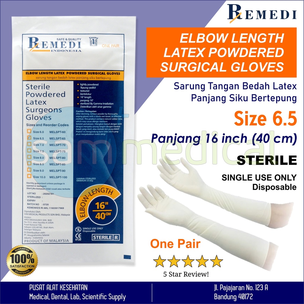 Remedi Surgical Glove Gynecolog 40cm No 6.5 