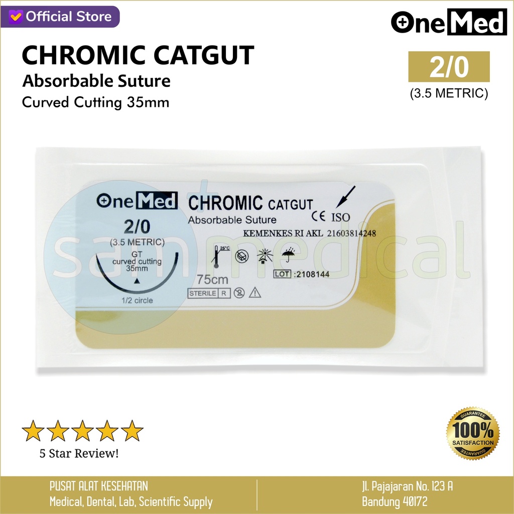 [00120200587] One Med Catgut Chromic 2/0 + Jarum @pcs