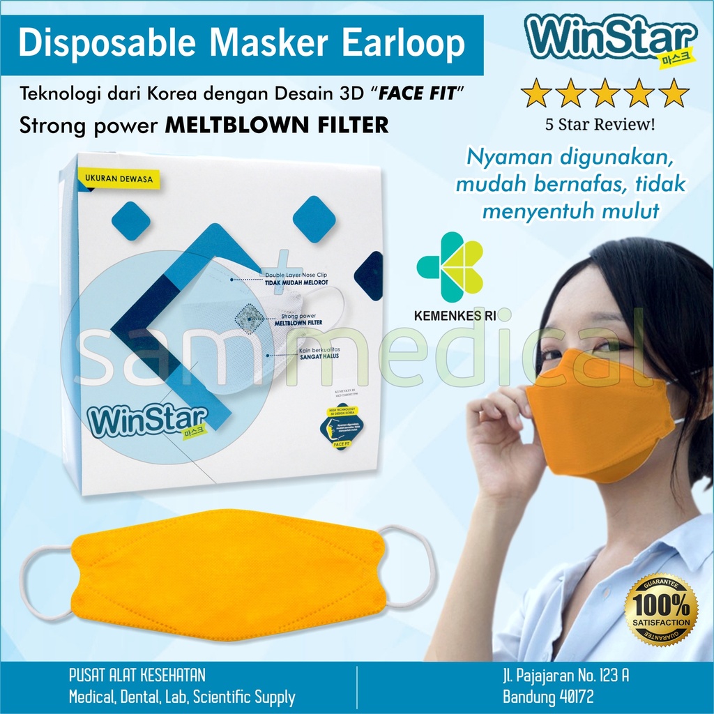 [00120200590] Winstar Masker KF94 Earloop Kuning @pcs