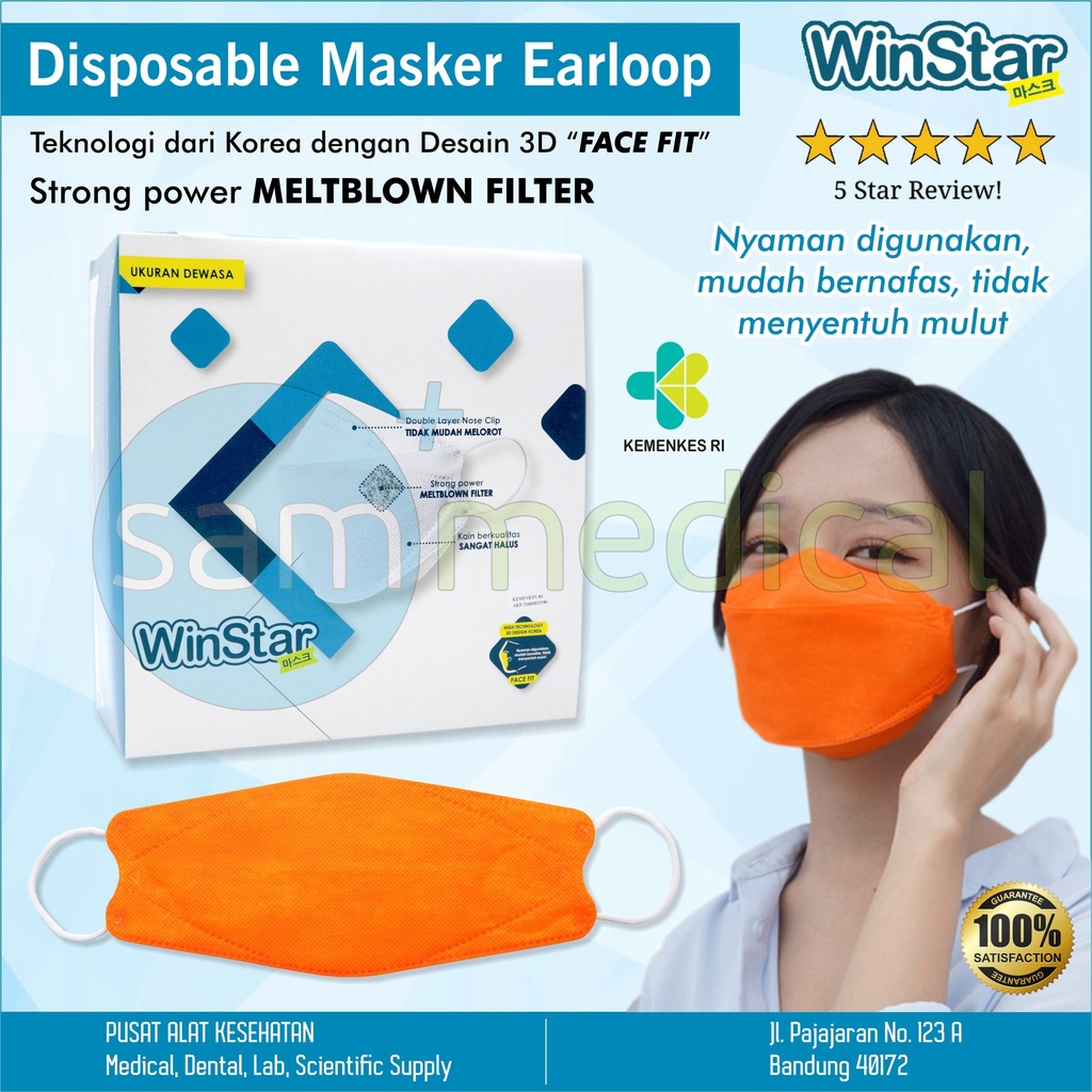 [00120200591] Winstar Masker KF94 Earloop Orange @pcs