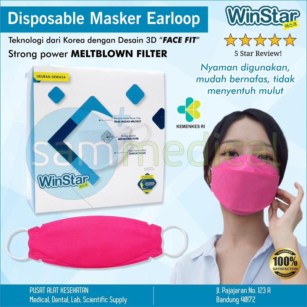 [00120200592] Winstar Masker KF94 Earloop Magenta @pcs