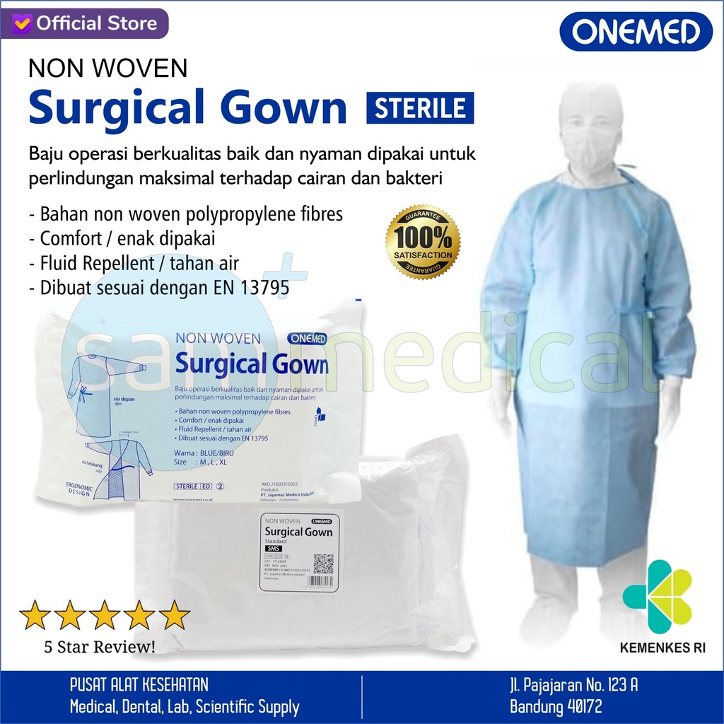 One Med Surgical Gown Non Woven Steril L @pcs