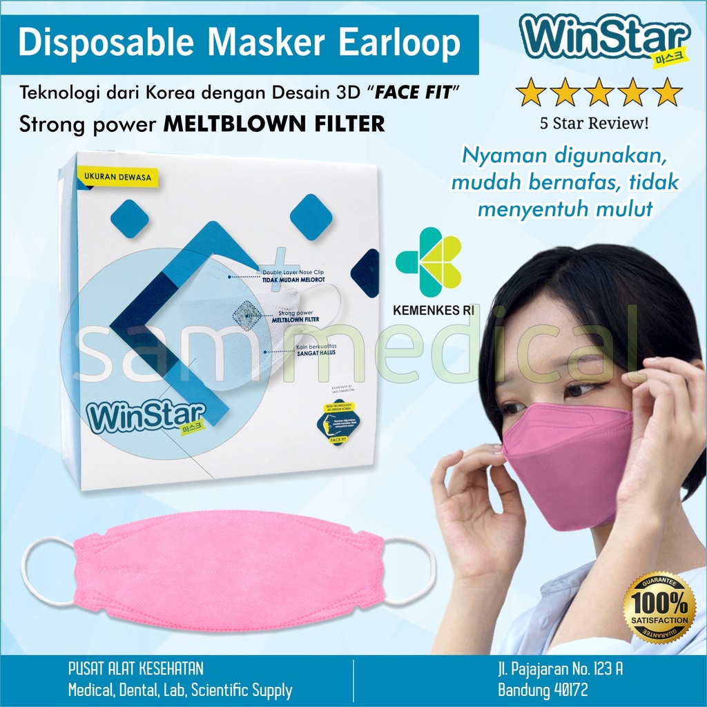 [00120210143] Winstar Masker KF94 Earloop Dusty Pink @pcs