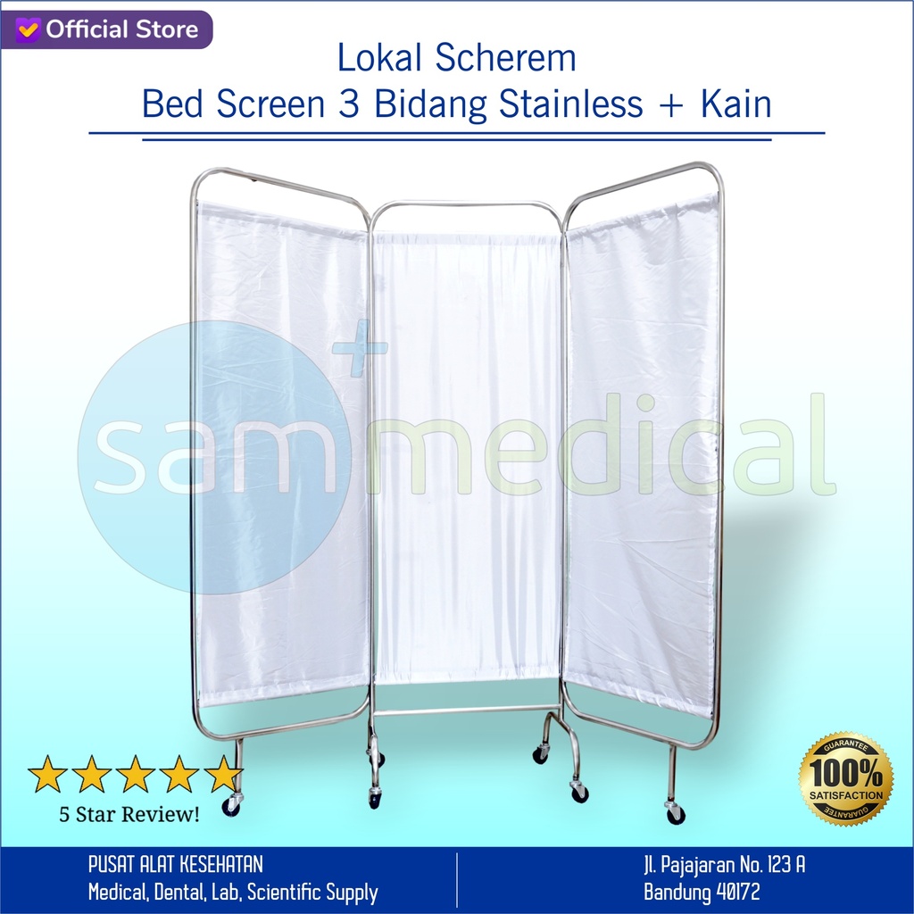 F Lokal Scherem / Bed Screen 3 Bidang Stainless - Plus Kain