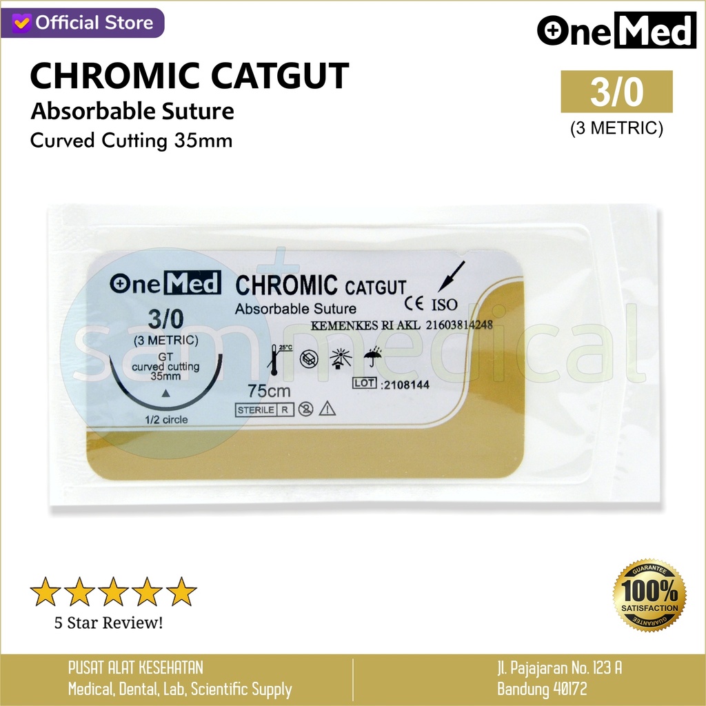 [00120210459] One Med Catgut Chromic 3/0 + Jarum @pcs
