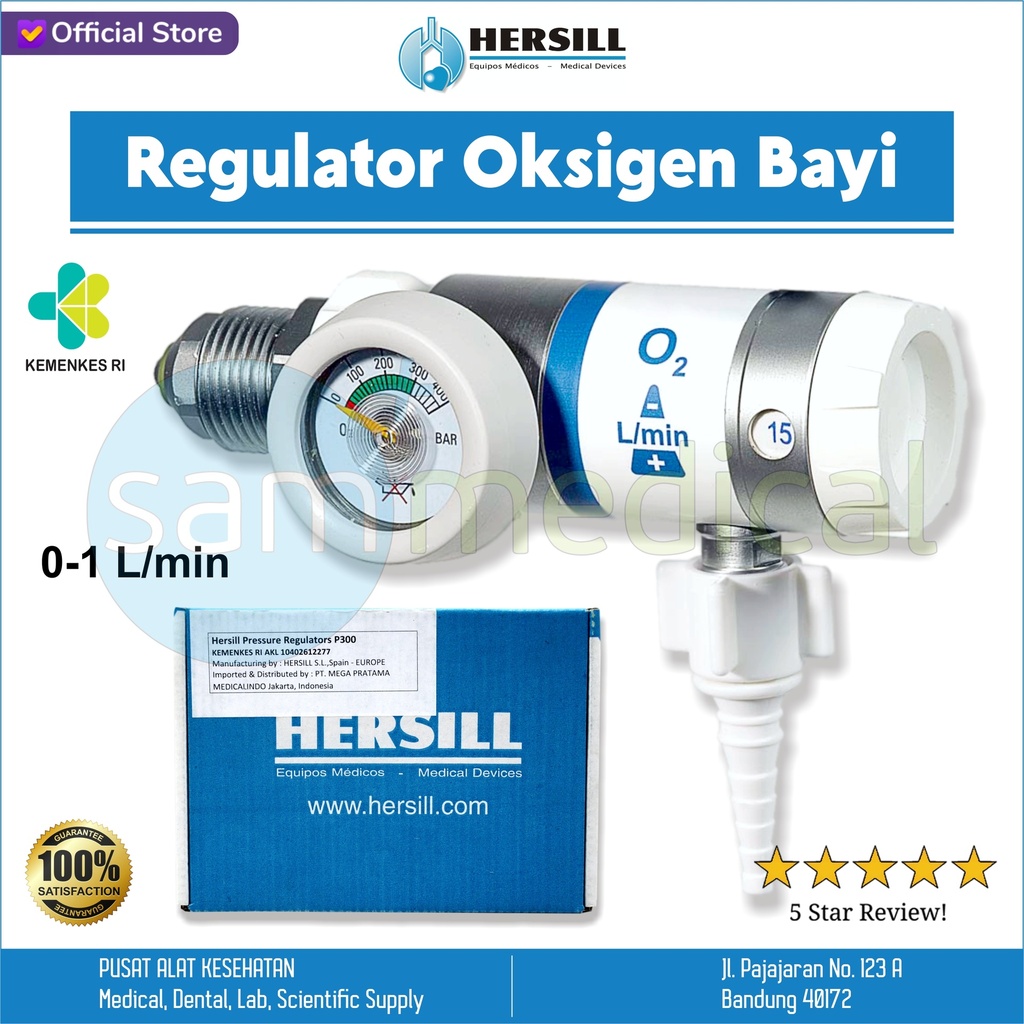 Hersill Regulator Oxygen bayi - 1 LPM (0,1-1)