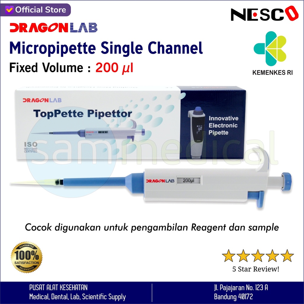 Nesco Dragon Lab Micropipette Single Ch Fix 200ul