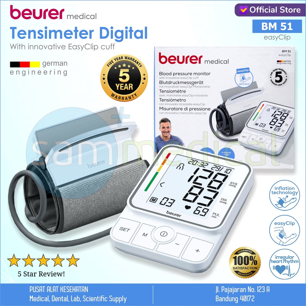 Beurer Tensimeter Digital - Lengan BM 51 EasyClip 