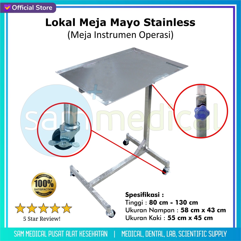 [00120210561] Lokal Meja Mayo Stainless (Meja Instrumen Operasi)
