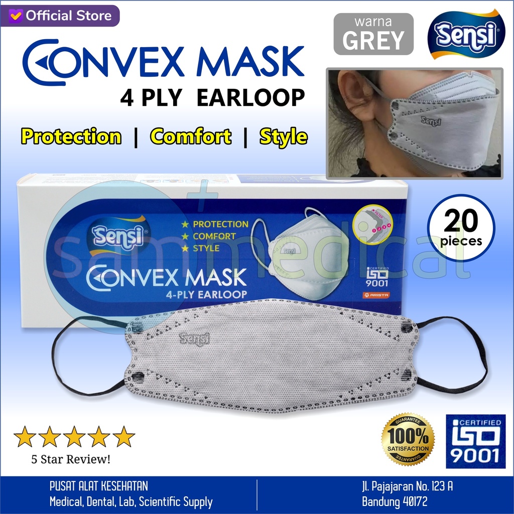 [00120210567] Sensi Convex Mask Earloop 4ply @20pcs Grey