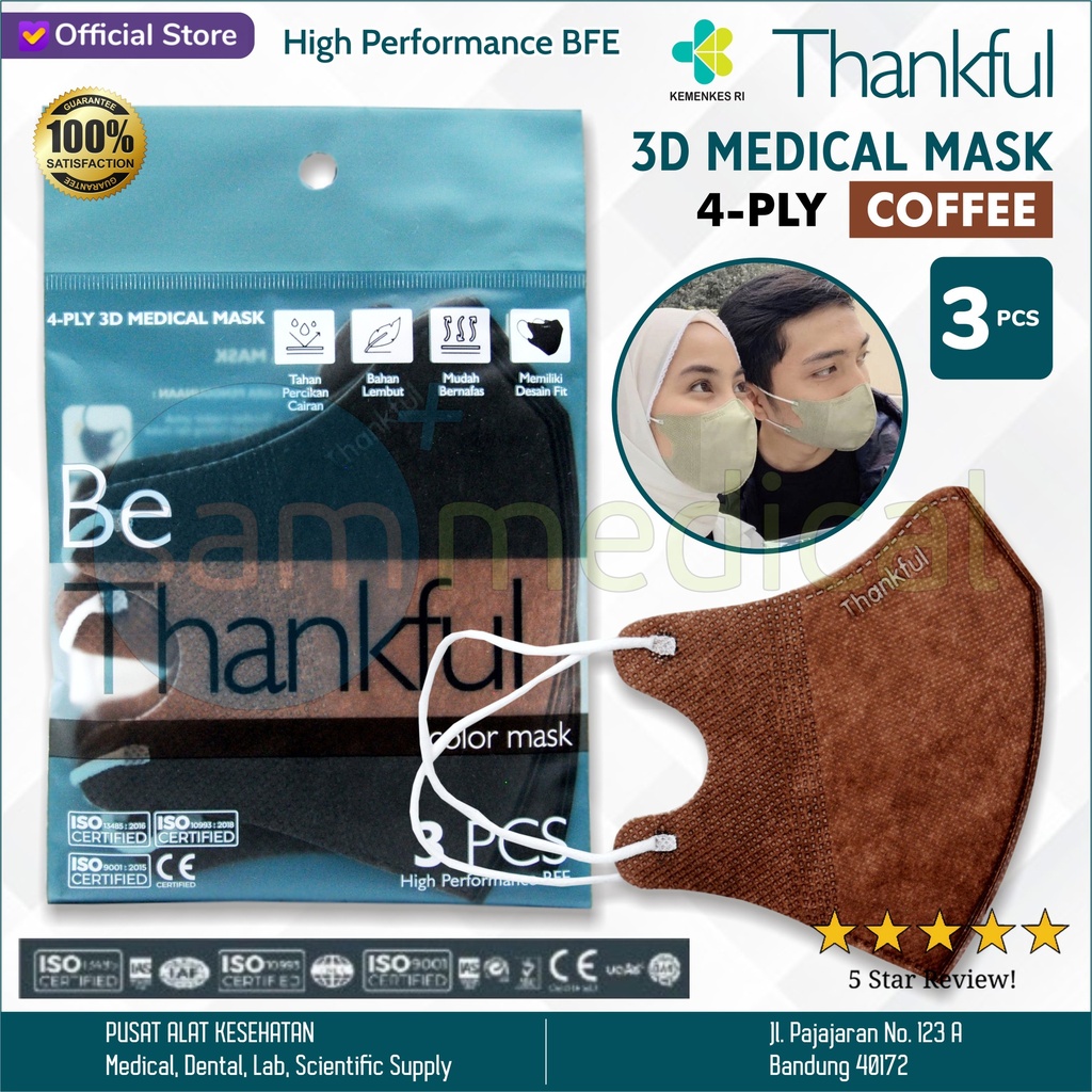 Thankful Masker 3D SACHET isi 3pcs Coffee