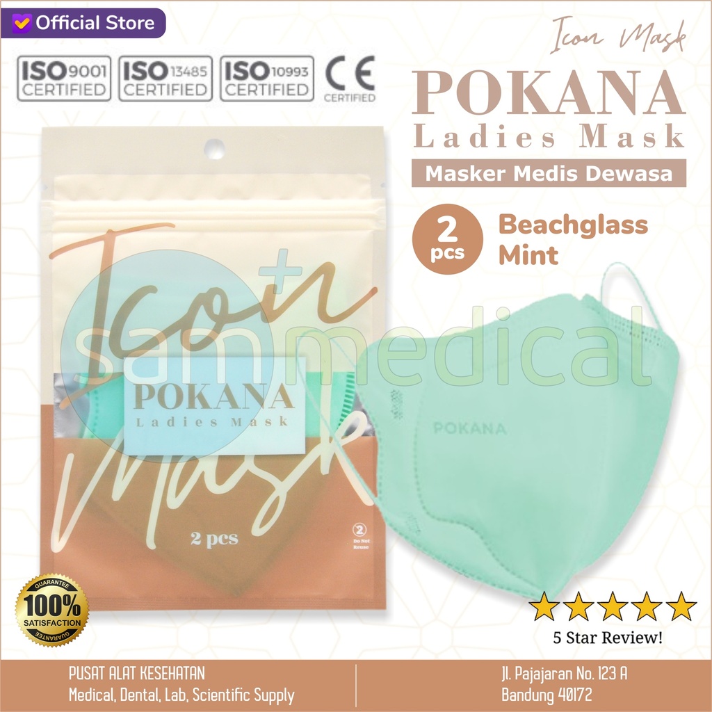 [00120210591] Pokana ICON Mask isi 2pcs Beachglass Mint