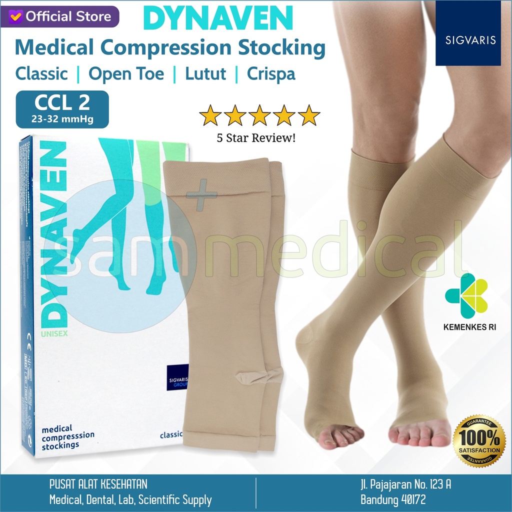 SIGVARIS DYNAVEN AD Open Toes - Lutut CCL2 Size L (Short)(318524)
