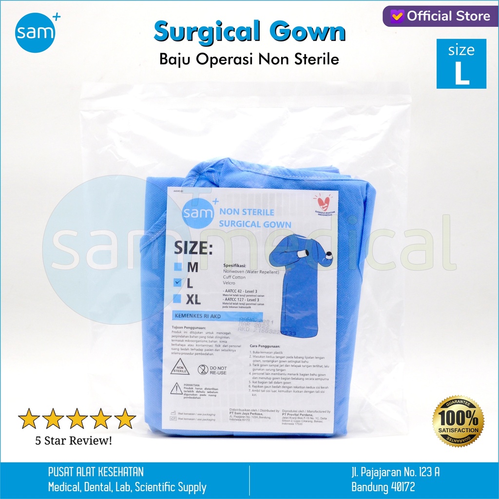 SAM+ Non Sterile Surgical Gown Size L