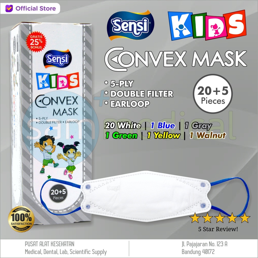 [00120220037] Sensi Convex Kids Mask 5ply isi 20+5pcs