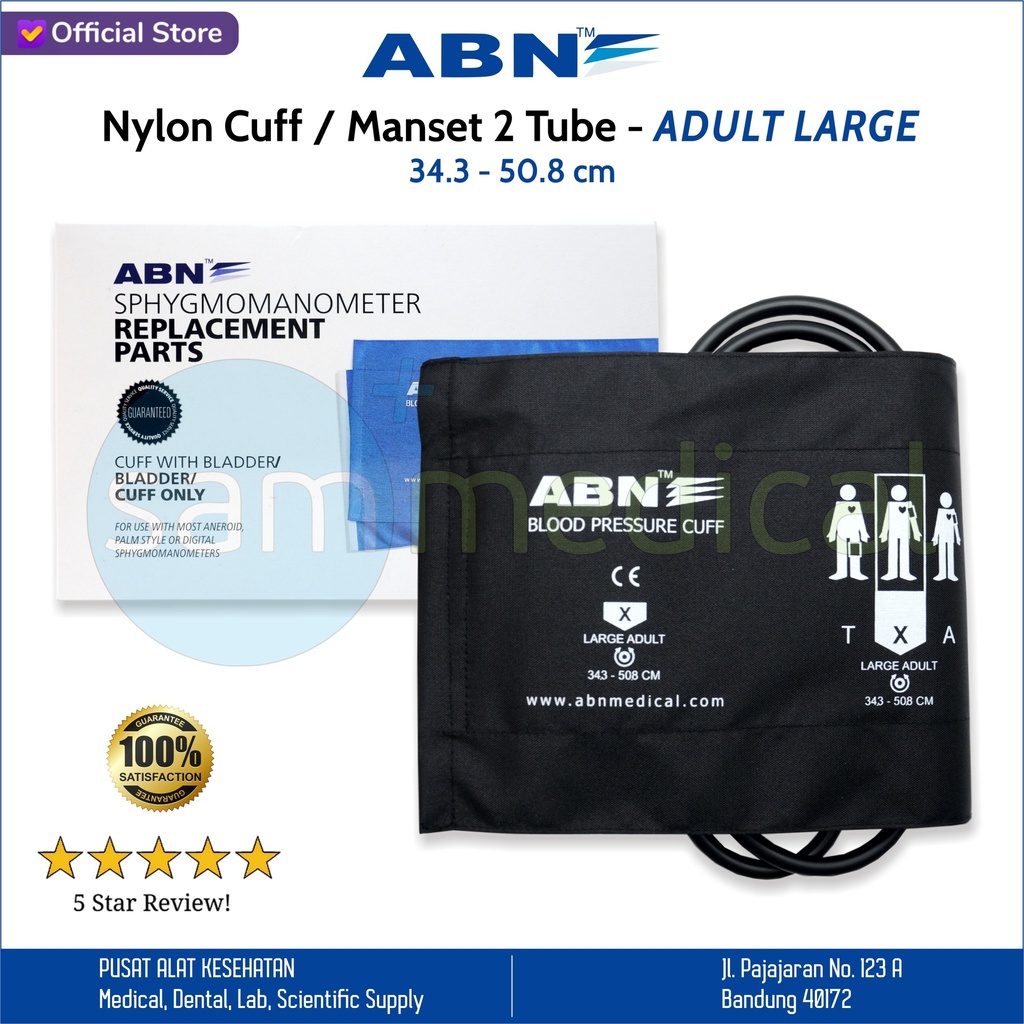 [00120220172] ABN Spare Part Nylon Cuff w/ 2 tube - Adult LARGE