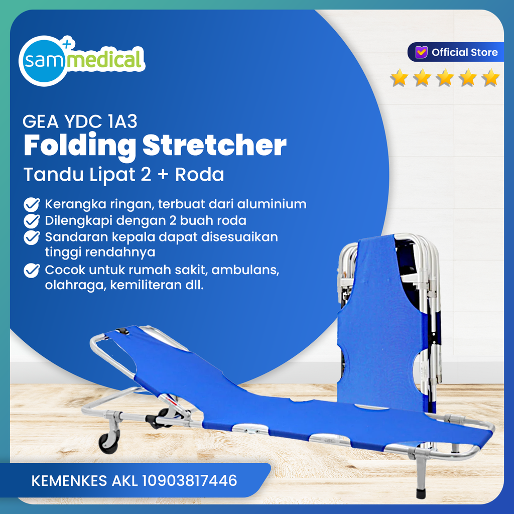 GEA Folding Stretcher / Tandu Lipat + Kaki + Roda YDC 1A3