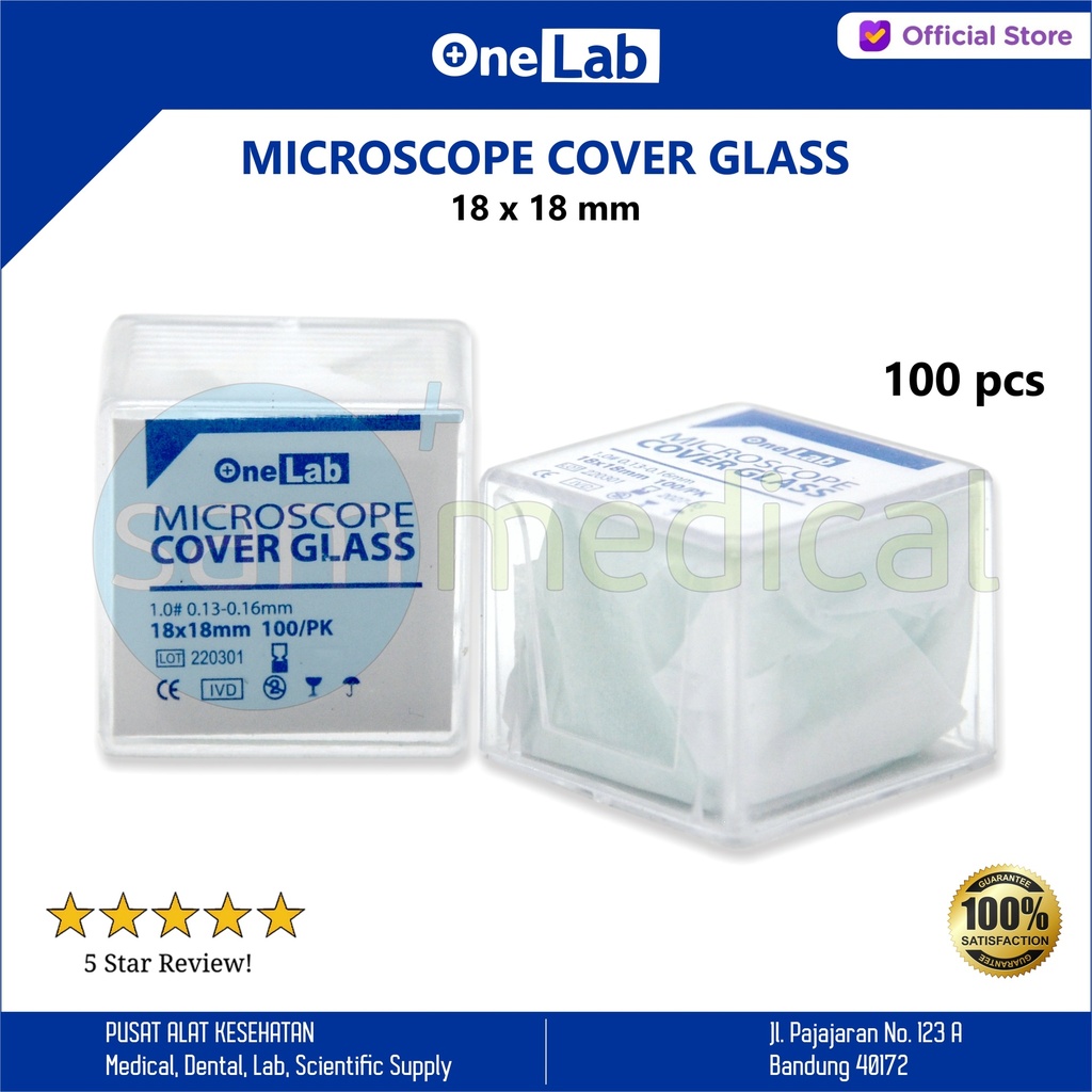 One Lab Cover Glass 18x18 @100pcs