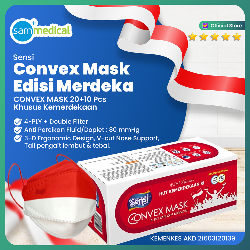[00120220280] Sensi Convex EDISI MERAH PUTIH isi 20+10pcs