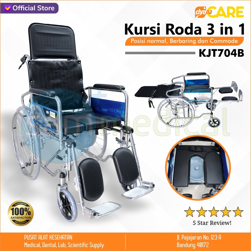 Kursi Roda 3in1 Baring + BAB Jok Geser + Kaki Naik KJT704B