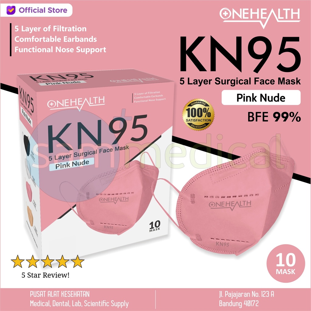 [00120220303] One Health Masker KN95 Pink isi 10pcs