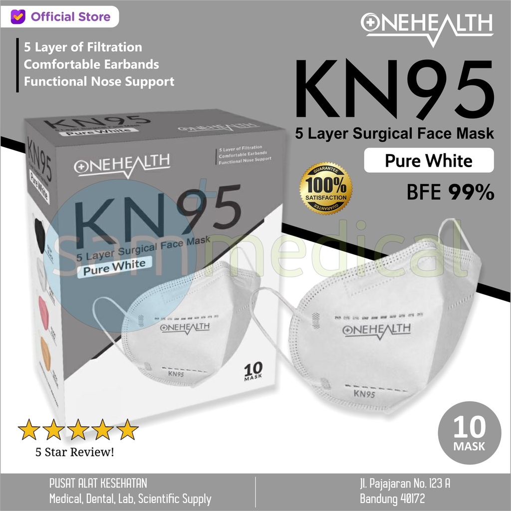 [00120220304] One Health Masker KN95 WHITE isi 10pcs