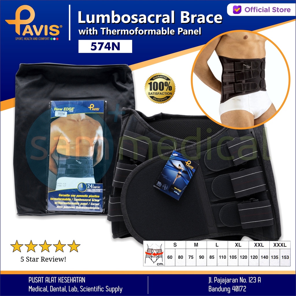 [00120220311] PAVIS Lumbosacral Brace w/ Thermoformable Panel H=32 - XL (105-120cm) 574N