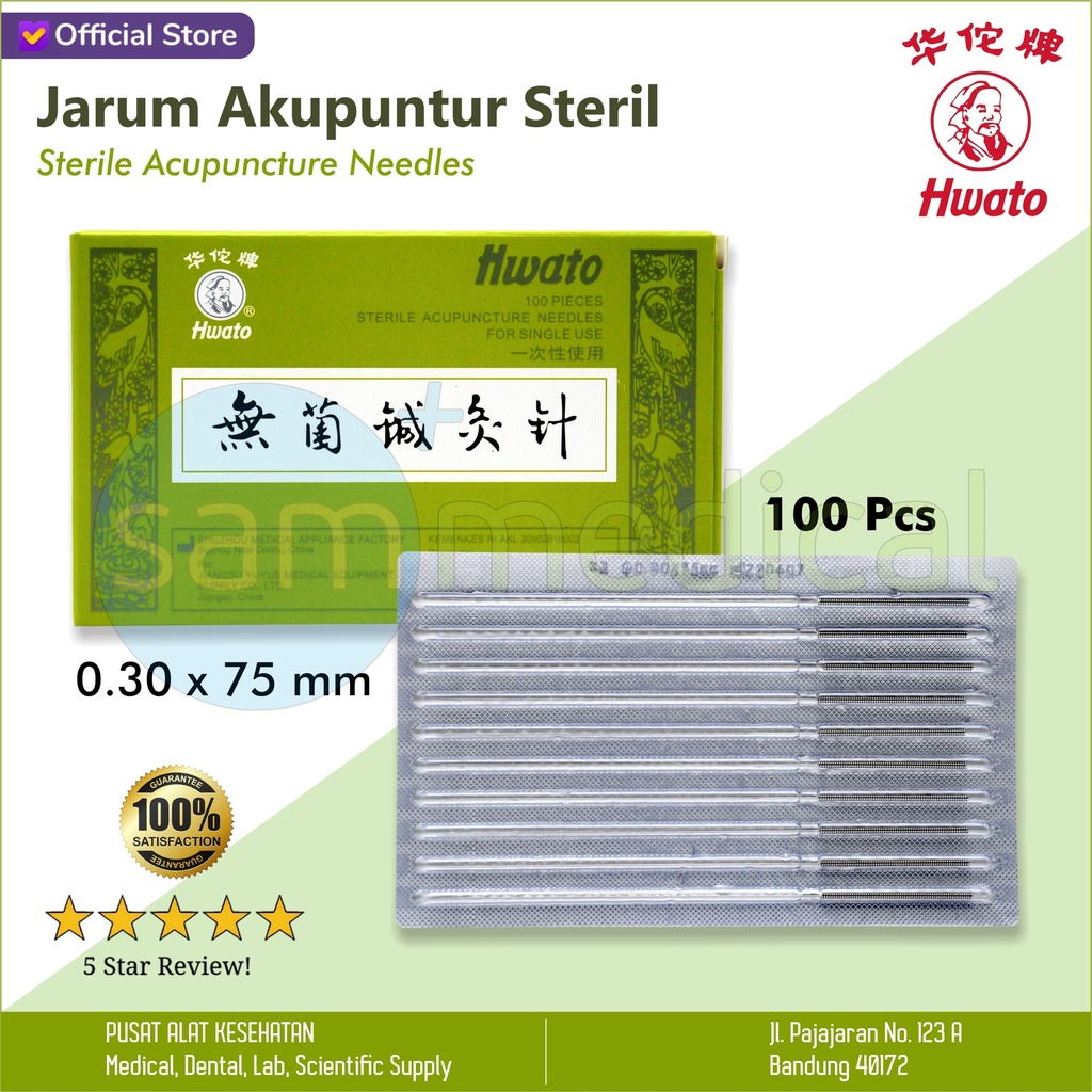 Hwato Jarum Akupuntur 0.30x75 (3 cun) @100pcs