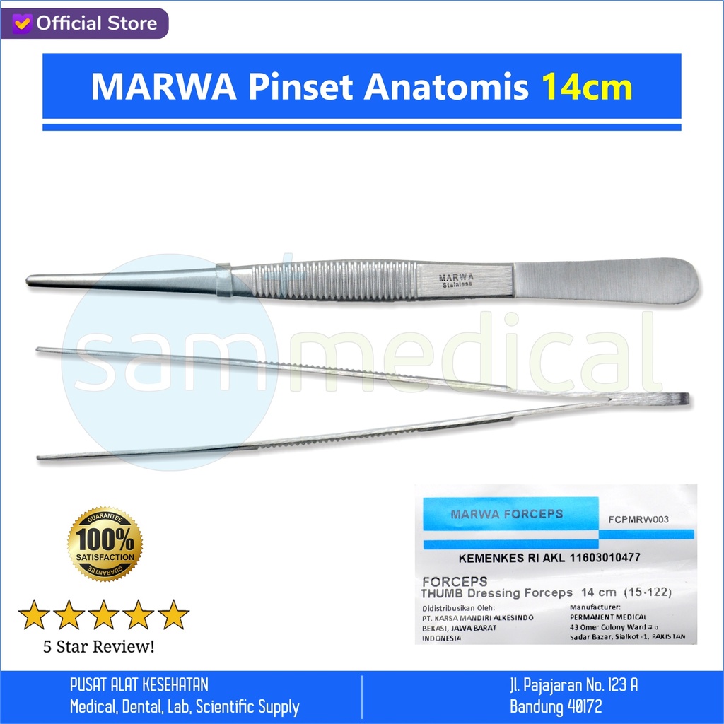 [00120220350] MARWA Pinset Anatomis 14cm (15-122)