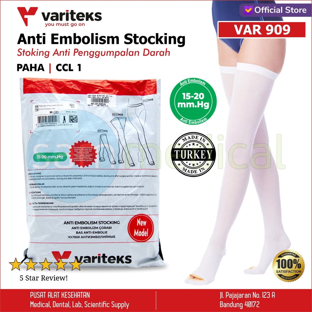 [00120220380] Variteks Stocking Anti-Embolisme CCL1 15-20mmHg Paha VAR 909 - L(3)