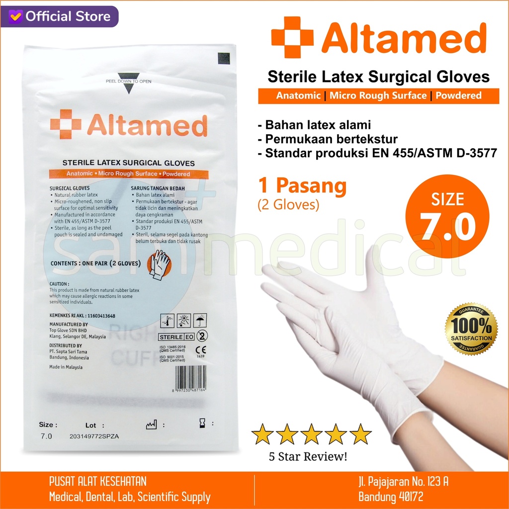 [00120220388] ALTAMED Sarung Tangan Sterile powdered no 7 @psg