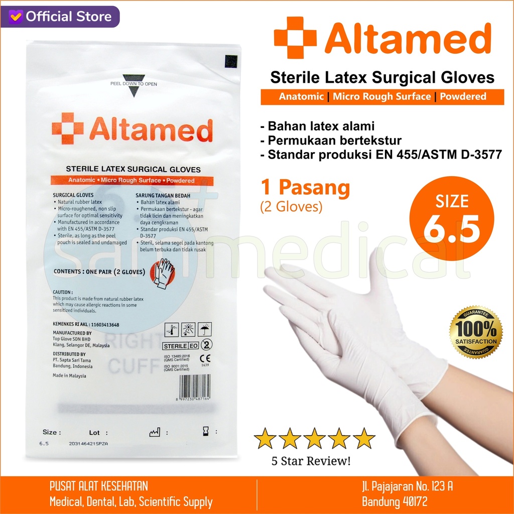 ALTAMED Sarung Tangan Sterile powdered no 6.5 @psg
