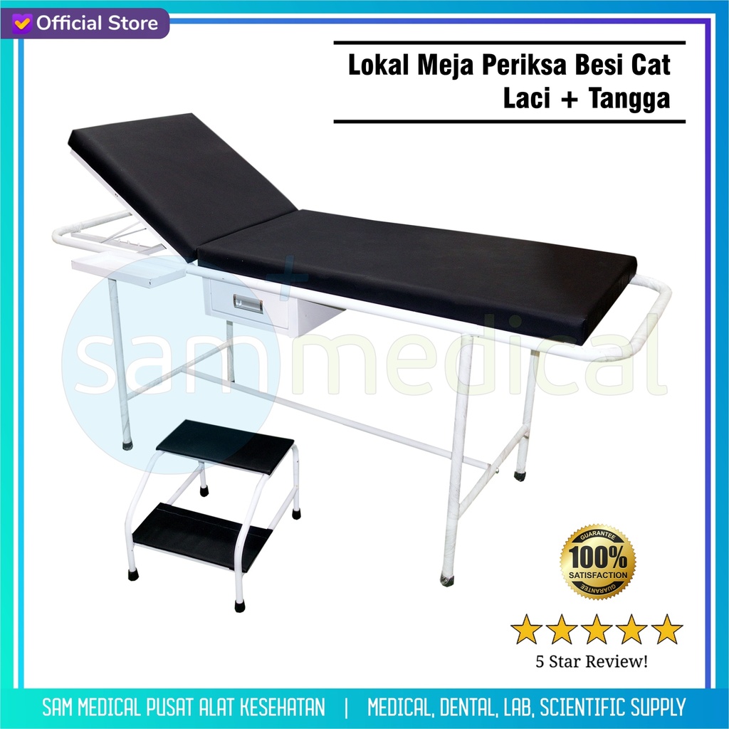 [00120220395] Lokal Meja Periksa Tensi Besi Cat + Laci + Tangga