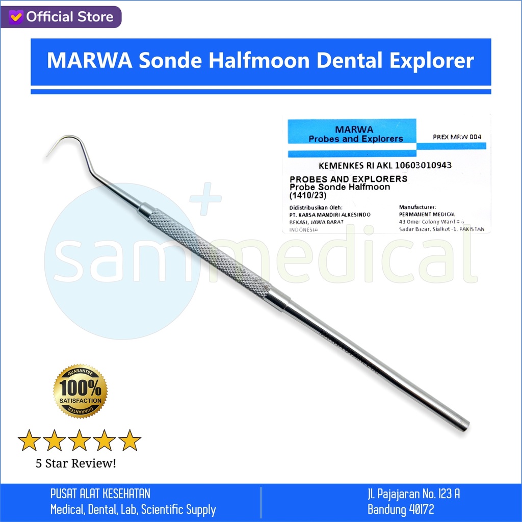 [00720220021] MARWA Sonde Halfmoon Dental Explorer