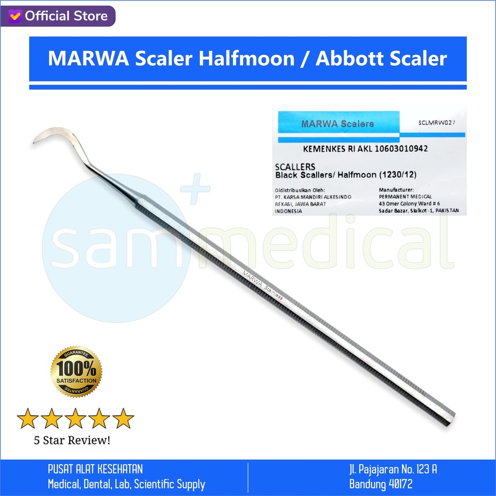 [00720220023] MARWA Scaler Halfmoon / Abbott Scaler / Dental Scaler fig 2