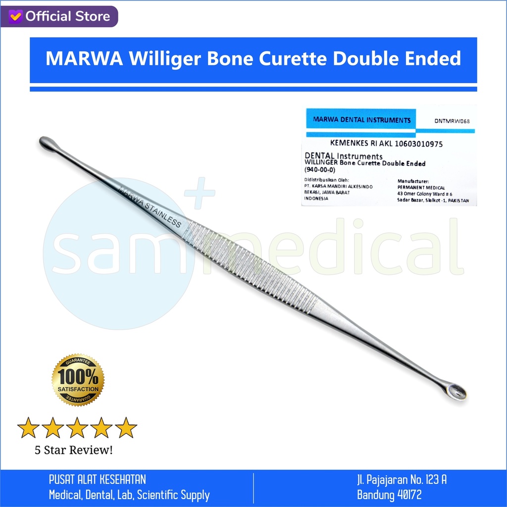 [00720220025] MARWA Williger Bone Curette Double Ended Fig 0