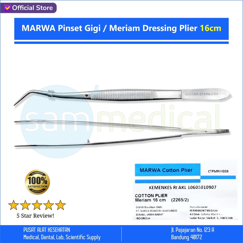 [00720220029] MARWA Pinset Gigi / Meriam Dressing Plier 16cm