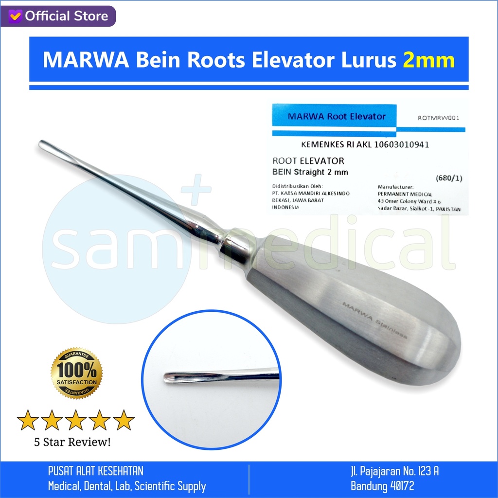 MARWA Bein Roots Elevator Lurus 2mm(680/1)