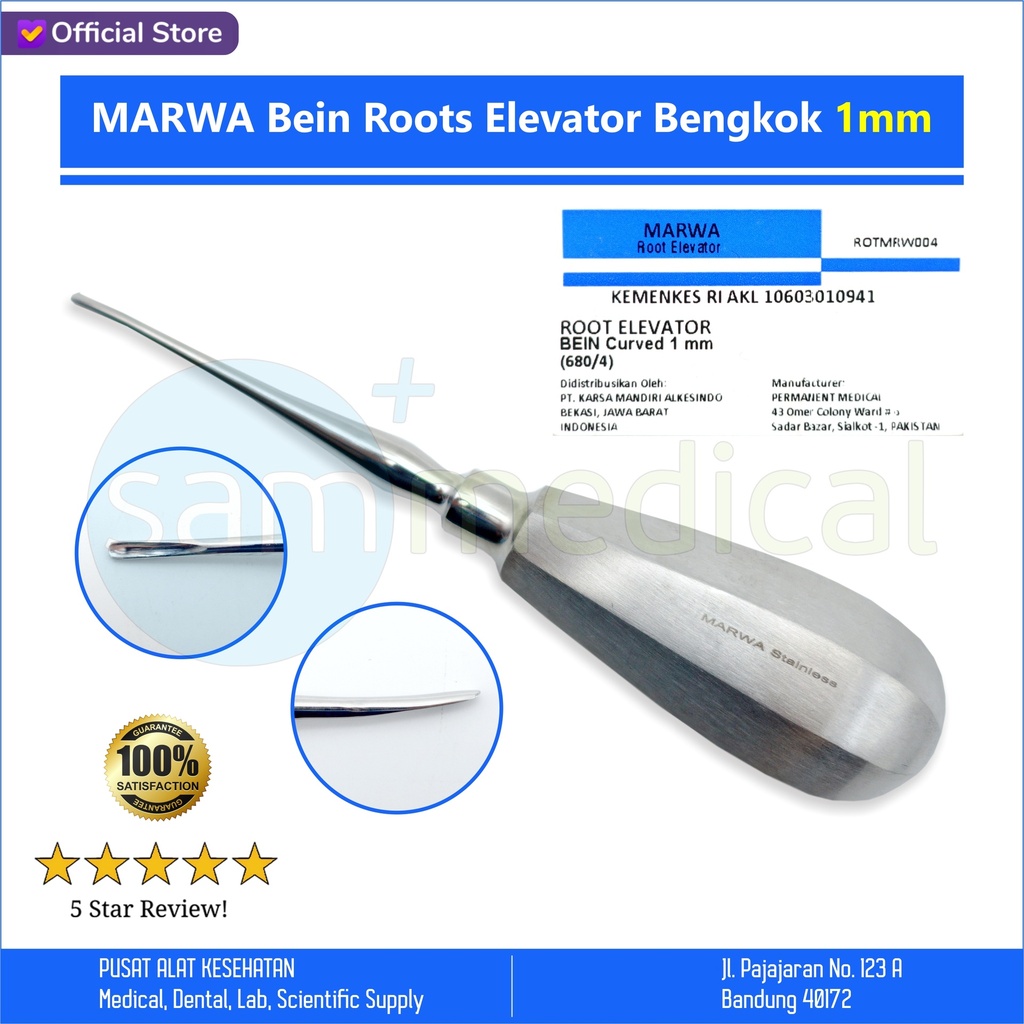 MARWA Bein Root Elevator Bengkok 1mm