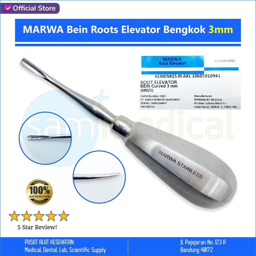 MARWA Bein Root Elevator Bengkok 3mm