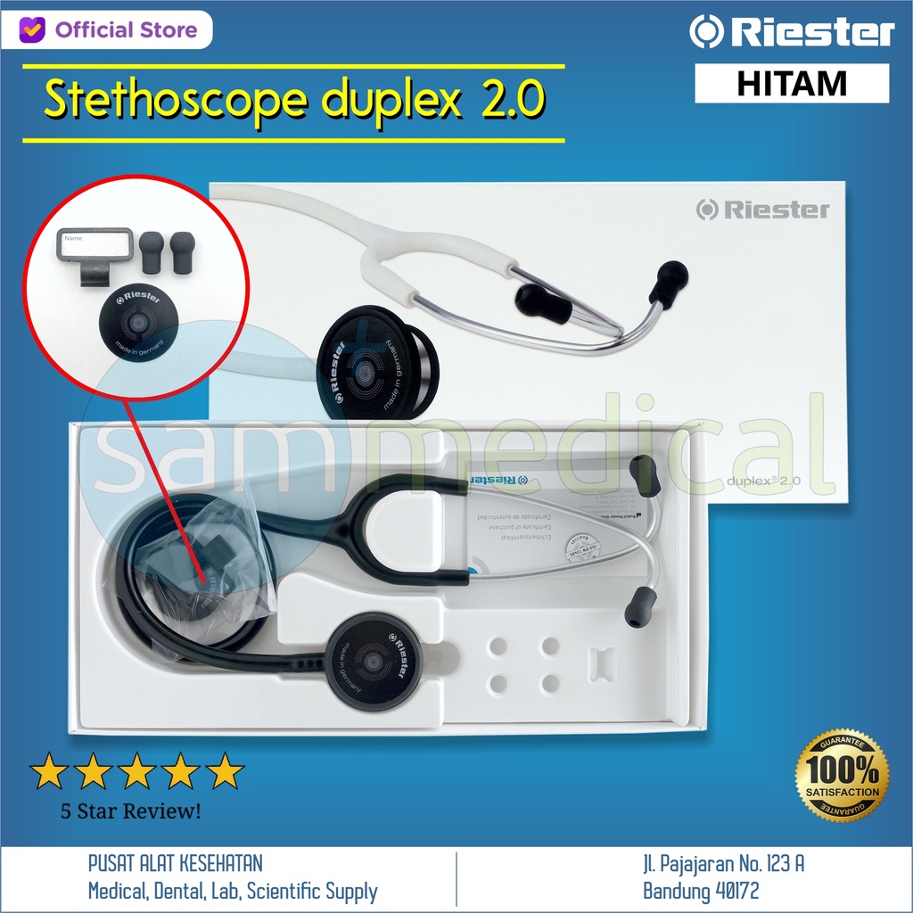 [00120220435] Riester Duplex® 2.0 Stethoscope Hitam Dewasa(4200-01)