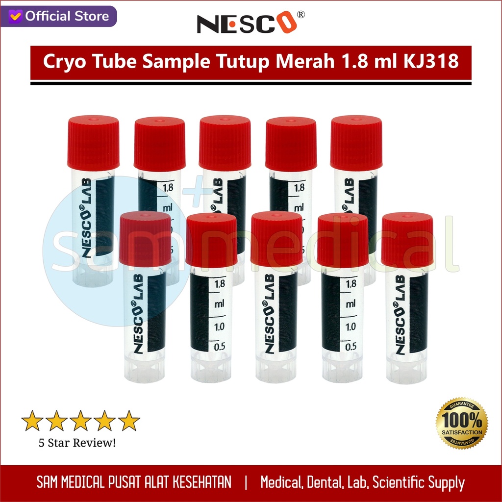 Nesco Cryo Tube Sample Tutup Merah 1.8ml KJ318