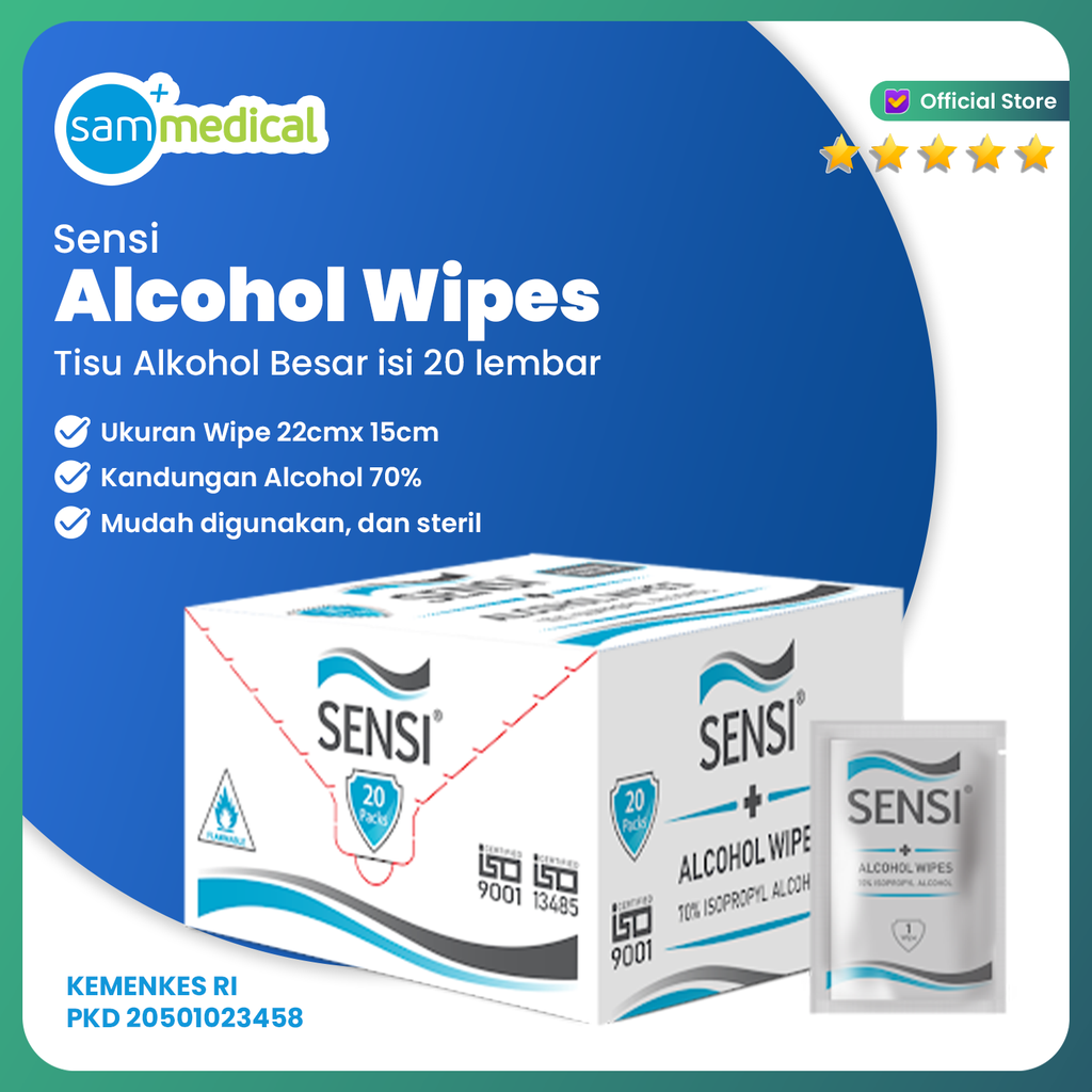 [00120220481] Sensi Alkohol Wipe 70% isi 20pcs/box