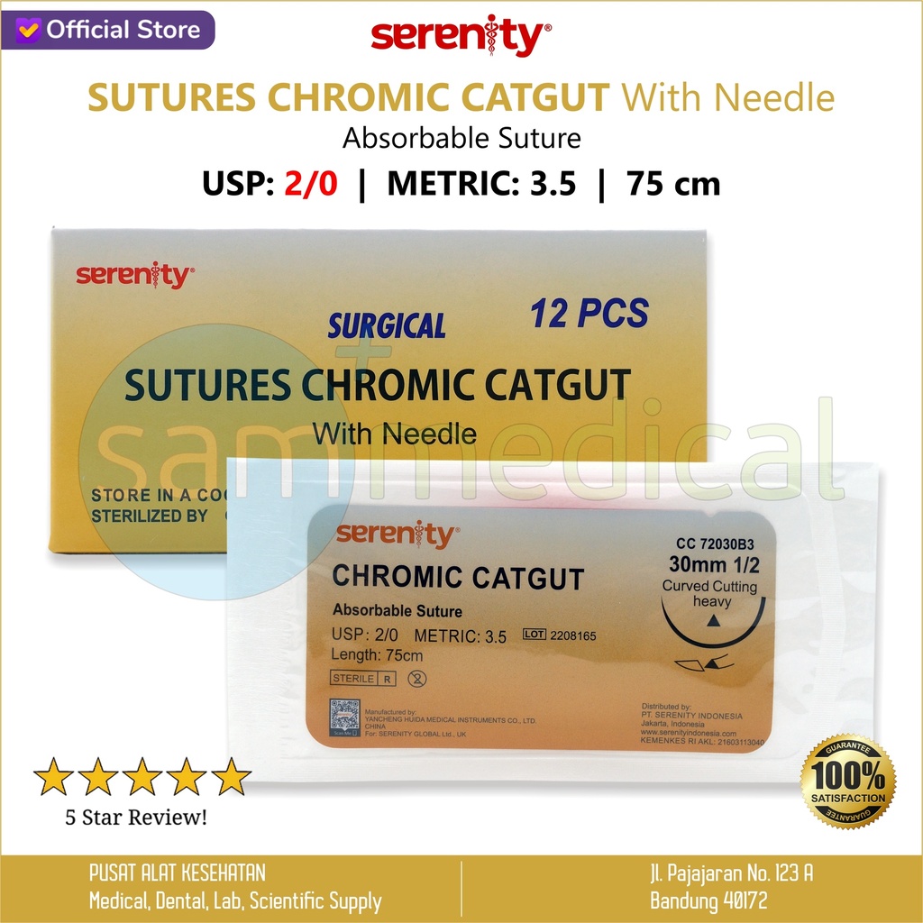 Serenity Catgut Chromic 2/0 + Jarum @pcs